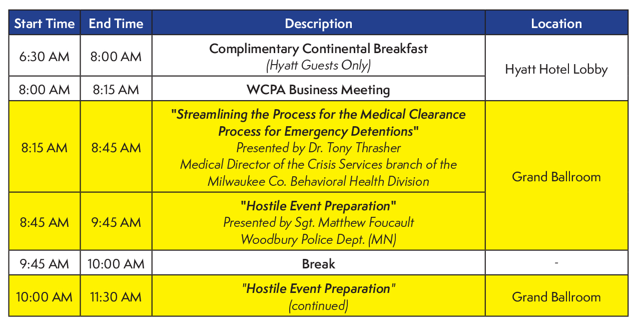 Conference Schedule of Events